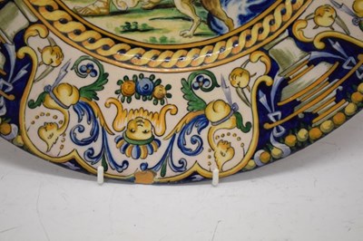 Lot 299 - Large Italian maiolica charger, Diana and attendants