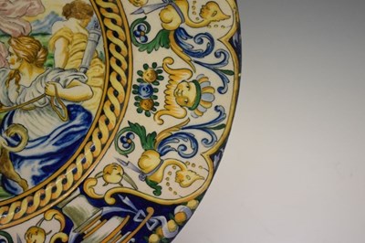 Lot 299 - Large Italian maiolica charger, Diana and attendants