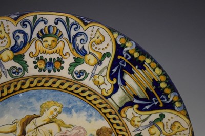 Lot 299 - Large Italian maiolica charger, Diana and attendants