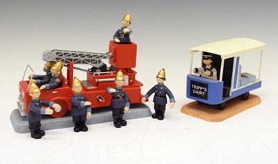 Lot 256 - Robert Harrop Camberwick Green - Thomas Tripp in his milk float (CG86), together with a limited edition ‘The Fire Engine’ (CGMB8), 135/1000, and firefighters, all boxed