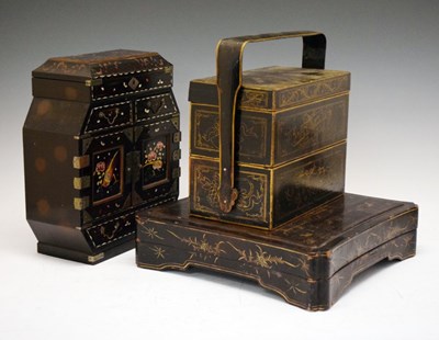 Lot 219 - Three Chinese black lacquered boxes