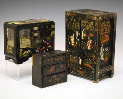 Lot 220 - Three Chinese black lacquered boxes