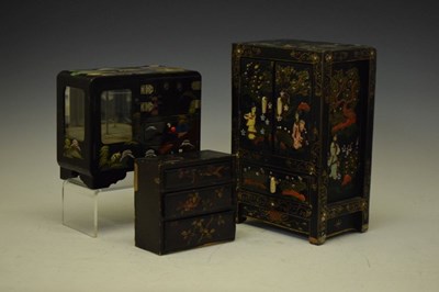 Lot 220 - Three Chinese black lacquered boxes