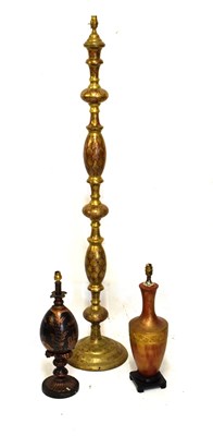 Lot 522 - Eastern style standard lamp together with two table lamps