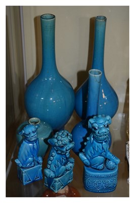 Lot 376 - Quantity of Chinese blue glazed ceramics