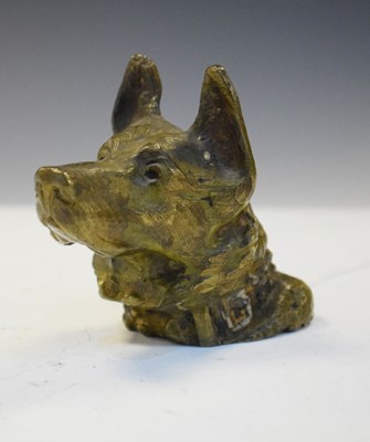 Lot 301 - Bronze mascot in the form of a German Shepherd dog's head