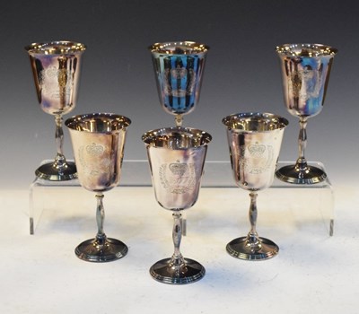 Lot 178 - Set of six Queen Elizabeth II silver goblets commemorating the Queen's Silver Jubilee
