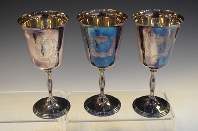 Lot 178 - Set of six Queen Elizabeth II silver goblets commemorating the Queen's Silver Jubilee