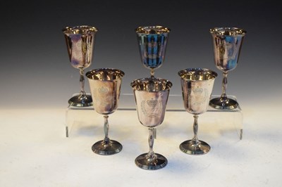 Lot 178 - Set of six Queen Elizabeth II silver goblets commemorating the Queen's Silver Jubilee