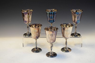 Lot 178 - Set of six Queen Elizabeth II silver goblets commemorating the Queen's Silver Jubilee