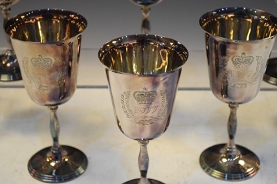 Lot 178 - Set of six Queen Elizabeth II silver goblets commemorating the Queen's Silver Jubilee