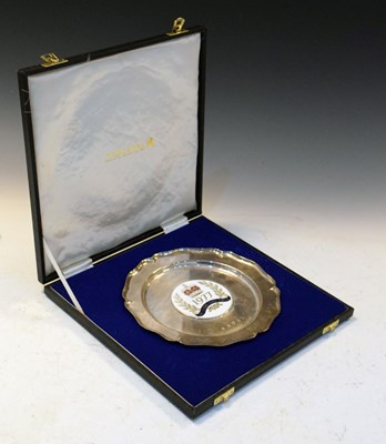 Lot 197 - Queen Elizabeth II silver salver with commemorative enamel decoration