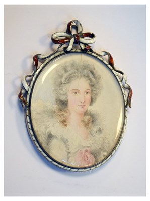 Lot 308 - Oval portrait miniature in enamel frame