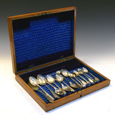 Lot 196 - Quantity of Georgian and later mixed silver flatware