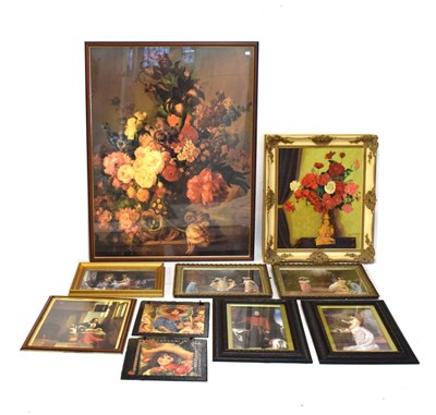 Lot 525 - Large still life print together with a quantity of framed prints