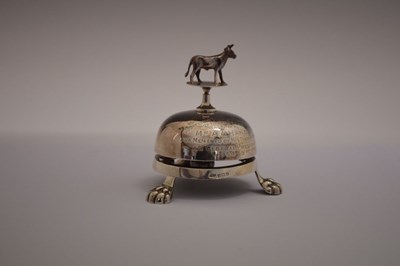 Lot 84 - George V silver desk or call bell topped with a figure of a cow