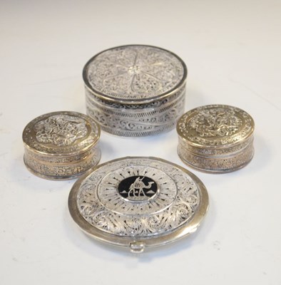 Lot 185 - Four white metal Middle Eastern pill