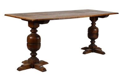 Lot 475 - Oak two-plank refectory or farmhouse table