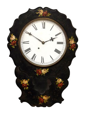 Lot 451 - Late 19th Century painted case wall clock