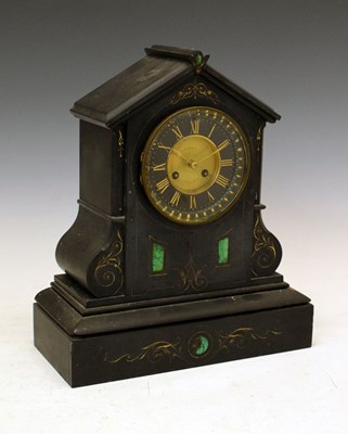 Lot 445 - Black slate mantle clock