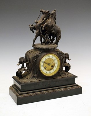 Lot 440 - Late 19th Century spelter 'Marley Horse' clock