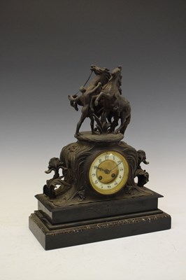 Lot 440 - Late 19th Century spelter 'Marley Horse' clock