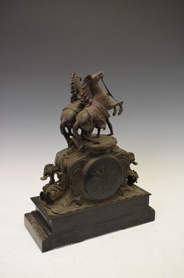 Lot 440 - Late 19th Century spelter 'Marley Horse' clock