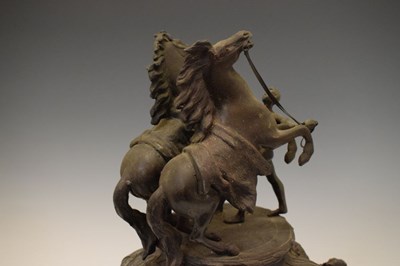 Lot 440 - Late 19th Century spelter 'Marley Horse' clock