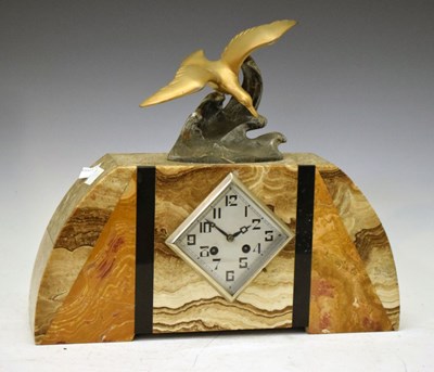 Lot 437 - Art deco clock - wave and seabird