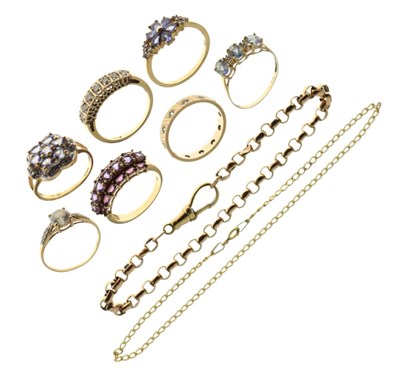 Lot 47 - Group of 9ct yellow metal rings and bracelets