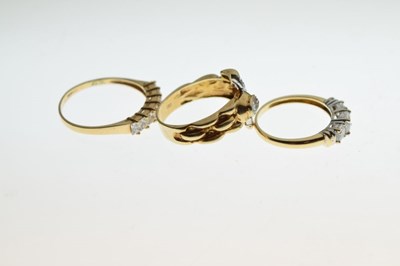 Lot 47 - Two 18ct gold rings, together with a 14ct gold ring (3), 11.6g gross approx