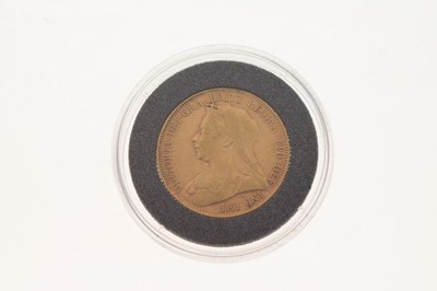 Lot 113 - Coins - Victorian Veiled Head gold Sovereign, 1899