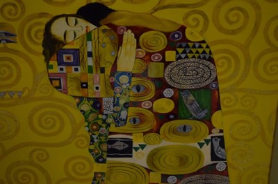 Lot 515 - After Gustav Klimt - Vietnamese lacquer, eggshell and mother-of-pearl print