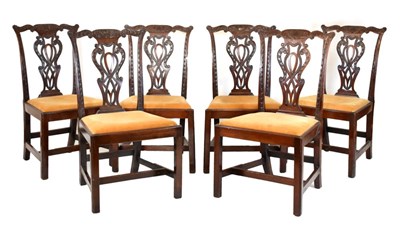 Lot 483 - Set of six late 19th Century Chippendale Revival mahogany dining chairs