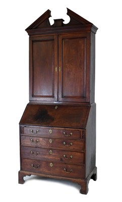 Lot 494 - Mid 18th Century mahogany bureau cabinet