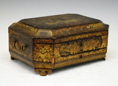 Lot 409 - 19th Century Chinese black lacquered work box