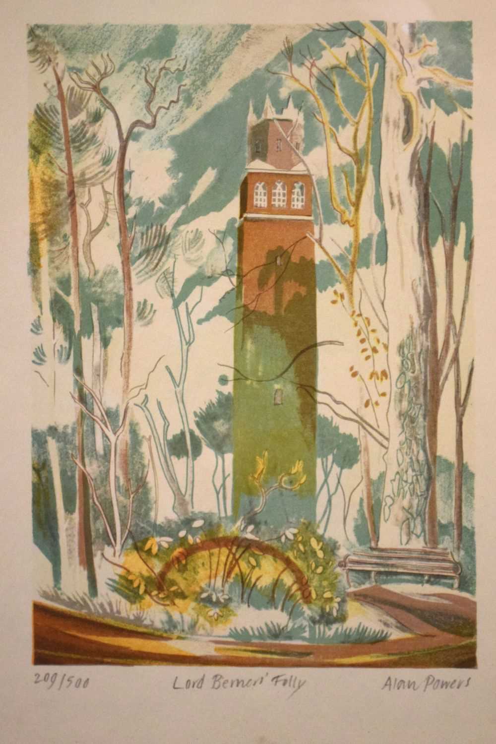 Lot 501 - Alan Powers - Limited edition coloured print - Lord Berner's Folly, 209/500