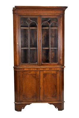 Lot 431 - 19th Century oak two-section corner cabinet