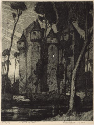 Lot 321 - Leslie Moffat Ward (1888-1978) The Dark Chateau, original etching, trial proof signed