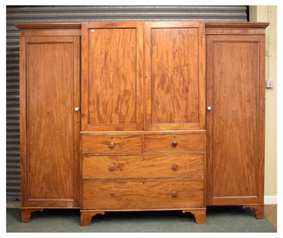 Lot 440 - 19th Century Mahogany three-section wardrobe