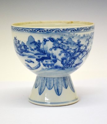 Lot 223 - Chinese blue and white porcelain stem bowl