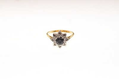 Lot 2 - Sapphire and diamond cluster ring