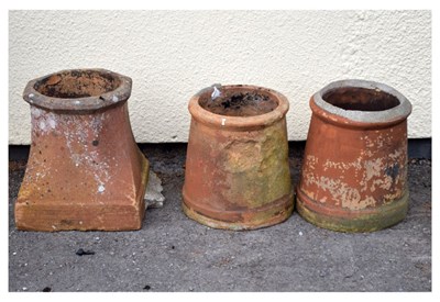 Lot 625 - Three terracotta chimney pot tops