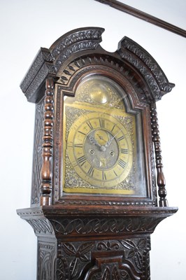 Lot 422 - Cumbrian Interest - Dated mid 18th Century carved oak-cased 8-day longcase clock - Hendrie of Wigton