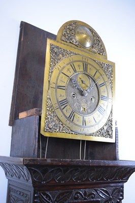 Lot 422 - Cumbrian Interest - Dated mid 18th Century carved oak-cased 8-day longcase clock - Hendrie of Wigton