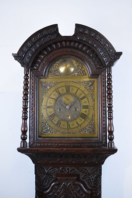 Lot 422 - Cumbrian Interest - Dated mid 18th Century carved oak-cased 8-day longcase clock - Hendrie of Wigton