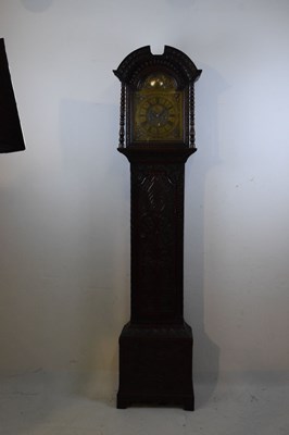 Lot 422 - Cumbrian Interest - Dated mid 18th Century carved oak-cased 8-day longcase clock - Hendrie of Wigton