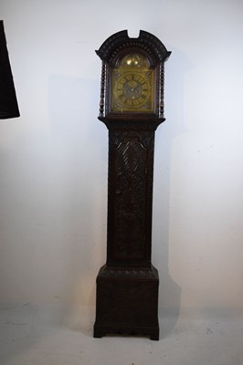 Lot 422 - Cumbrian Interest - Dated mid 18th Century carved oak-cased 8-day longcase clock - Hendrie of Wigton