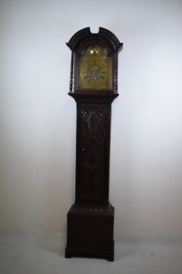 Lot 422 - Cumbrian Interest - Dated mid 18th Century carved oak-cased 8-day longcase clock - Hendrie of Wigton