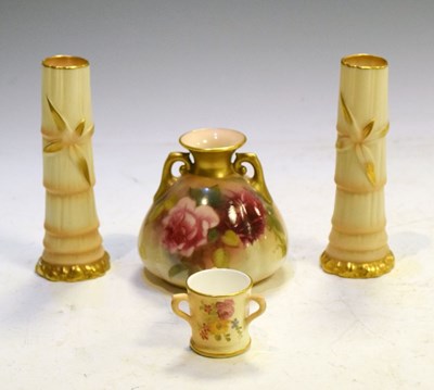 Lot 302 - Royal Worcester - Pair of bamboo vases, etc.